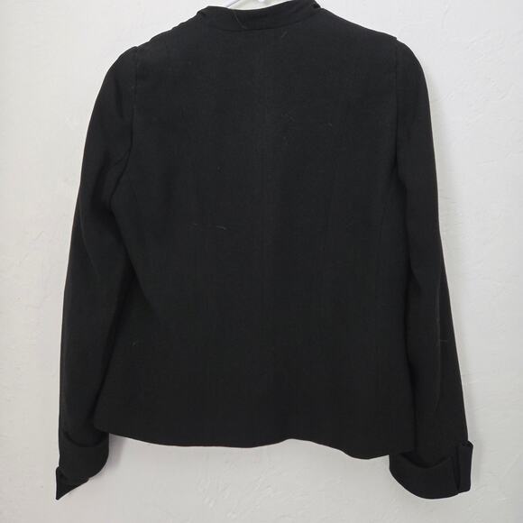 Vintage Zelda 90's Y2K Artsy Black Button-Up Jacket Soutache Trim, Size 8 - Picture 2 of 8